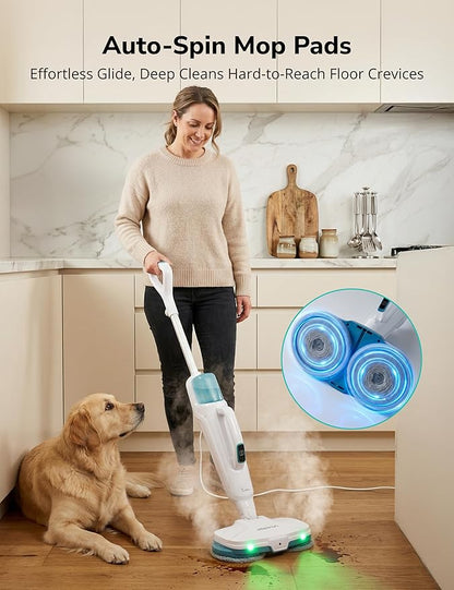 Steam Mop,10-in-1 Scrub Mop & Handheld Steamer,15s Heat-up,Multifunctional Electric Cleaner for Home Use,Hard Floor Cleaner,2 Modes,Led Light,Removable 500ML Water Tank,Carpets,Floors,Cars,Tiles,Crack