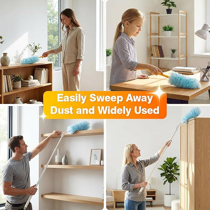 30 Count Duster Refills for Swiffer Duster with Extension Pole, Multisurface 360 Dusters with 3ft and 1 Short Handle, Disposable Dusters for Cleaning Furniture Blinds Fans Wall (Storage Bag Included)