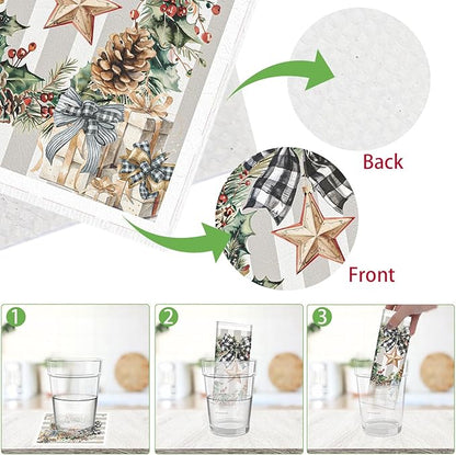 Christmas Swedish Dishcloths for Kitchen - 6PCS Vintage Merry Christmas Swedish Cloths for Washing Dishes, Xmas Reusable Dish Towels Gift, Holiday Washable Cleaning Sponge Quick Drying