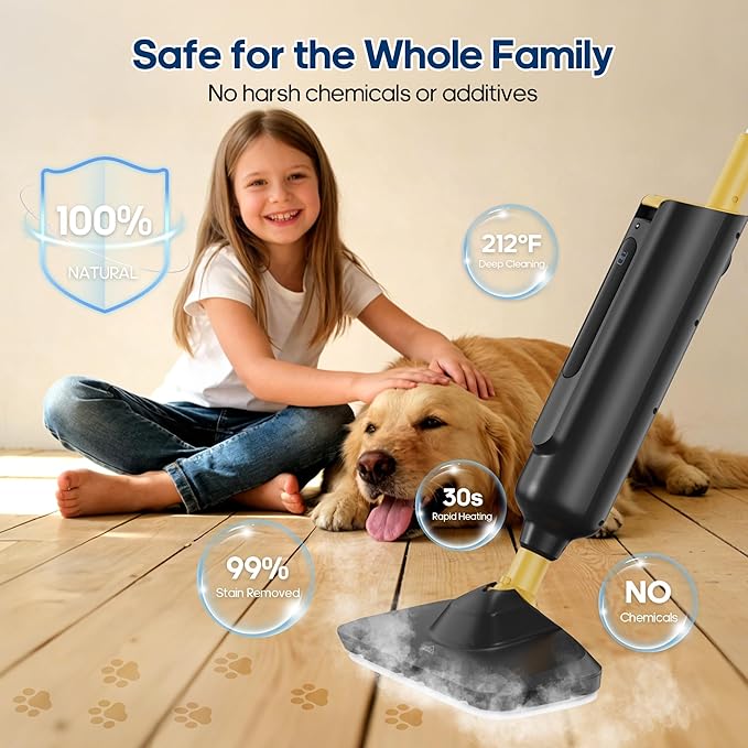 Steam Mop for Floor Cleaning with 2 Washable Pad, Lightweight Floor Steamer Cleaner Mop for Hardwood, Tile, Laminate Floors，Carpet