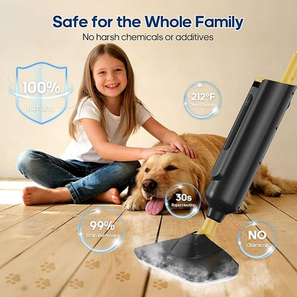 Steam Mop for Floor Cleaning with 2 Washable Pad, Lightweight Floor Steamer Cleaner Mop for Hardwood, Tile, Laminate Floors，Carpet