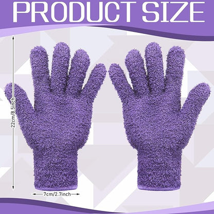 Patelai 2 Pairs Microfiber Gloves for plants Dusting Cleaning Glove Mittens House Cars Blinds Dusting(Pink, Violet,Large)