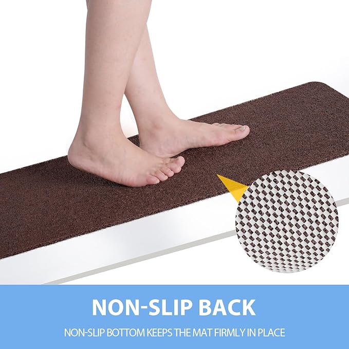 Hargiis Non-Slip Bathtub Mat, Anti Slip Shower Mat, Fast Drying Bathtub Mats, Foot Scrubber Mat, Anti Slip Mat for Tub, Floor, Bathroom, Kitchen, Home, Hotel (Brown 40"×16")