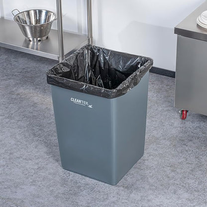 Restaurantware-Clean Tek Professional 35 Gallon Trash Can, 1 Square Waste Basket - Space Saving, Heavy-Duty, Gray Plastic Garbage Bin, For Commercial Space, Office, Store, Restaurant, And More