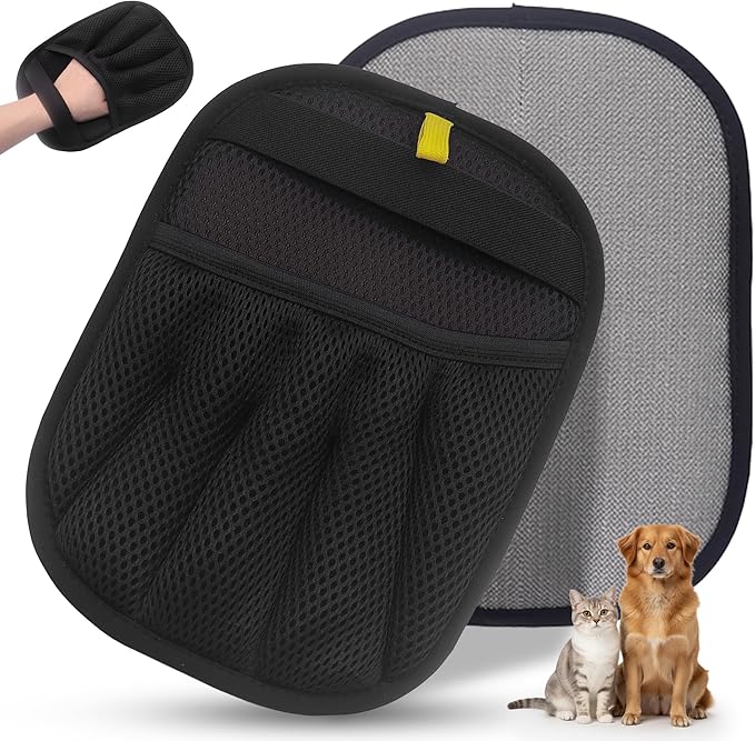 Electrostatic pet Hair Removal Glove, Reusable the Magic Brush, 2-Piece pet Glove Set for Furniture, Clothing, Car Seats, Reusable 2-in-1 Design, 1 Pack