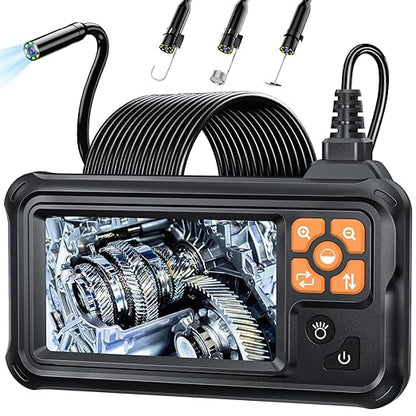 SKYBASIC Industrial Endoscope Borescope Camera with Light, 4.3'' HD Digital Handheld Waterproof Sewer Tools Snake Inspection Camera with 8 LED Lights 32.8FT Semi-Rigid Cable, Cool Gift Gadgets for Men
