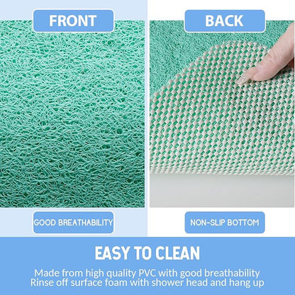 Hargiis Non-Slip Bathtub Mat, Anti Slip Shower Mat, Fast Drying Bathtub Mats, Foot Scrubber Mat, Anti Slip Mat for Tub, Floor, Bathroom, Kitchen, Home, Hotel (Light Green 32"×17")