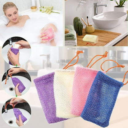 Shappy 8 Pcs Soap Saver Pouch Bar Soap Bags Exfoliating Soap Net Soap Mesh Bags for Shower Soap Holder Bubble Foam Net Soap Pocket for Women Men (Beige, Blue, Purple, Pink)