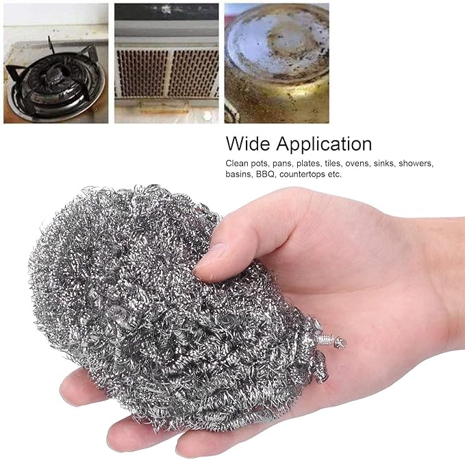 30PCS Stainless Steel Scrubbers Cleaning Balls, Heavy Duty Scouring Pads for Pots Pans Cookware, Non Scratch Stainless Steel Wire Cleaning Balls for Kitchen Bathroom BBQ