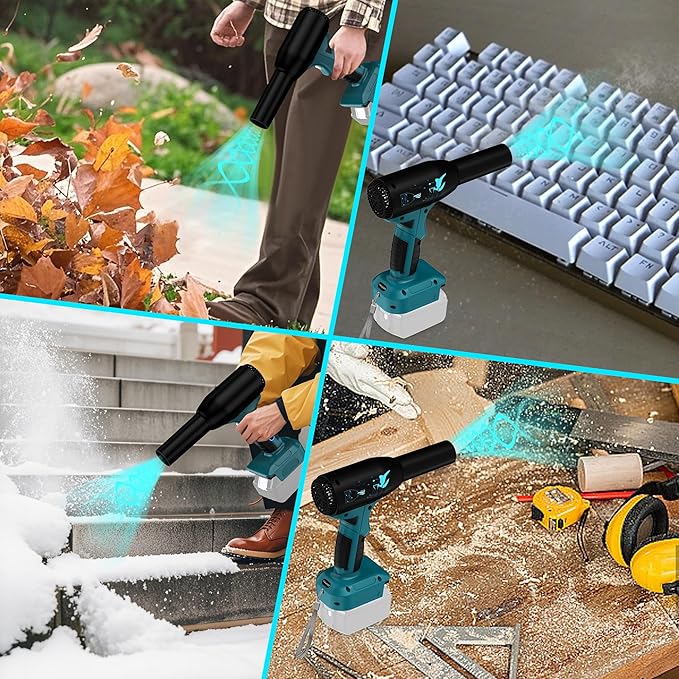 Cordless Leaf Blower for Makita 18V Battery, Electric Leaf Blower with 90000RPM 3-Speed Mode, Handle Electric Blower for Blowing Leaves, Car Seats, Yard, Cleaning Keyboards (Tool Only)