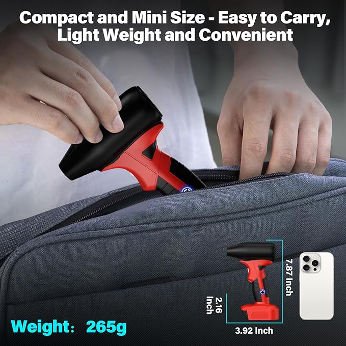 Cordless Jet Blower for Milwaukee 18V M18 Battery, 130000 RPM Handheld Dust Blower with 4 Speeds & Nozzles, Portable Air Blower for Patio, Leaf, Camping & Car Cleaning