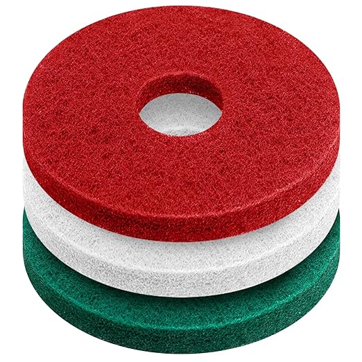 Teenyyou 3 Pcs 12" Cleaning Orbiter Pads Commercial Floor Buffer Pads Hardwood Floor Maintenance Scrubber Polisher Cleaning and Stripping for Orbiter Machine (Green,Red,White)
