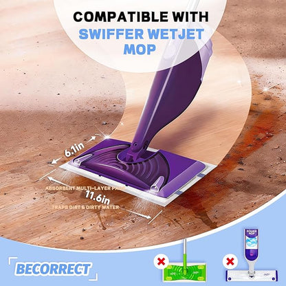 96 Pack Mop Pad Refills for Swiffer Wet Jet Mop Pads, Disposable Mopping Pads Refill for Multi Surface Floor Cleaning, 4-Layer Super Absorbent & Heavy Duty