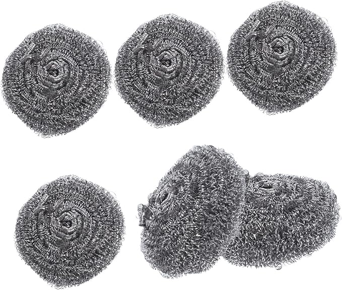 Healifty 6pcs Decontamination Cleaning Steel Wool Balls Sink Brush Pot Metal Scrubbers for Pots Pans Dishes