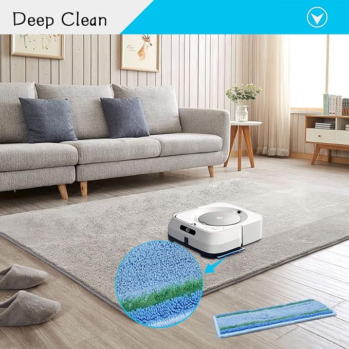 12 Pack M6 Mopping Wet Pads for iRobot Braava Jet m6 (6110) (6012) (6112) (6113) Ultimate Robot Mop, Washable and Reusable Microfiber Deep Clean Wet Pads