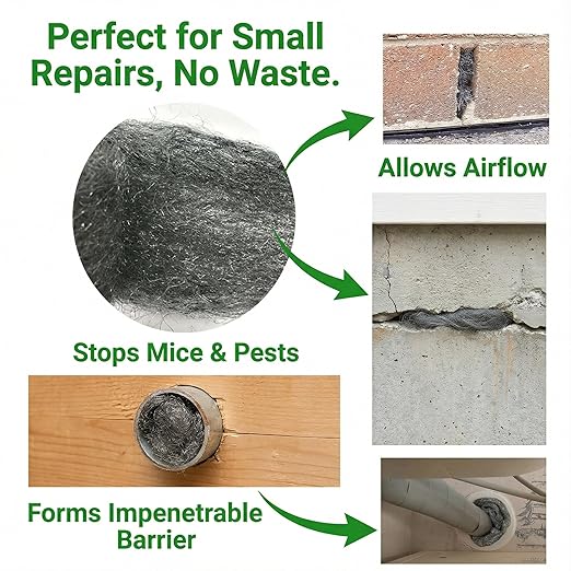 Fine Steel Wool Strips for Rodent Barrier and Hole Filling – Non-Rust Steel Wool for Gap Sealing, Garage Door Space Filling, and Home Maintenance – 14.2" x 3.1", 4 Pack