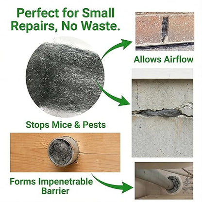 Fine Steel Wool Strips for Rodent Barrier and Hole Filling – Non-Rust Steel Wool for Gap Sealing, Garage Door Space Filling, and Home Maintenance – 14.2" x 3.1", 4 Pack