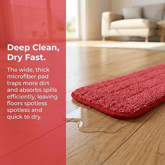 Microfiber Mop Pads, 18.5 x 6.3 Inch Reusable and Washable Spray Mop Pads, Wet and Dry Household Mop Pad Replacement, Set of 12(Colorful)