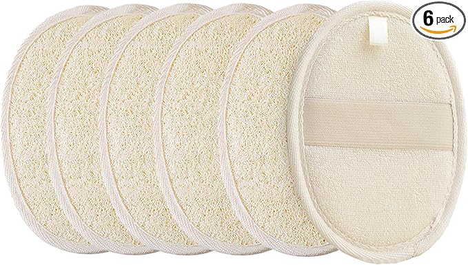 [Pack of 6] Loofah Sponge Pads Natural Organic Bath Luffa Sponges Pads Natural Bath Shower Loofah Body Scrubber Sponges for Exfoliating Your Skin