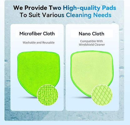 XINDELL Windshield Cleaner Tool, Car Window Cleaning Kit with 4 Reusable Microfiber Pads, Extendable Handle & 360° Rotating Head, Safety Hammer, Streak-Free Auto Glass Wiper for Car Truck SUV RV