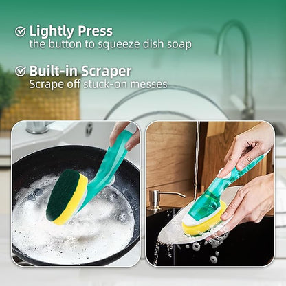 Dishwand Sponge Refills (12-Pack) – Heavy Duty Non-Scratch Replacement Heads for Dishwand Handle | Soap Dispensing Scrubber Pads | Kitchen Cleaning Supplies (Green)