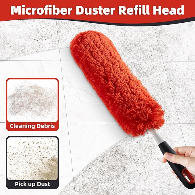 4 Pack Microfiber Reusable Duster Refills, Compatible with OXO Good Grips Microfiber Handle & MR.SIGA Lint Free Microfiber Duster, Washable Dusters Refill for Cleaning (NOT Include Handle)