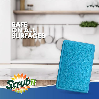 SCRUBIT - [12 Pack] Scrub and Wipe Cleaning Pads – Dual Sided Scouring Pad and Dish Sponge -Reusable Kitchen Sponge for Pots, Pans Utensils & Non-Stick Cookware - Assorted Color Dishwashing sponges