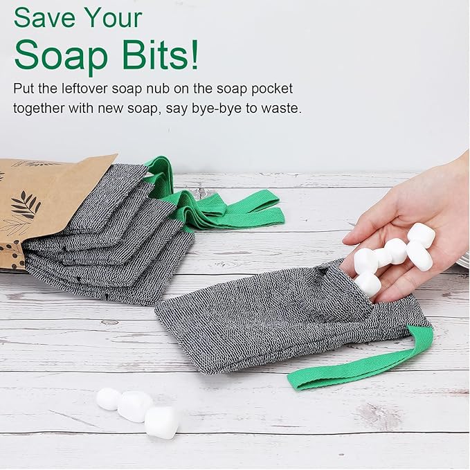 PHOGARY Soap Bags Mesh Exfoliating, 6 Pack Soap Net Sock for Bar Soap, Nylon Shampoo Bar Bags for Bath/Shower Exfoliating, Soap Sleeve Body Scrubber Pouch Body Exfoliator - Quick Drying (Black,Gray)