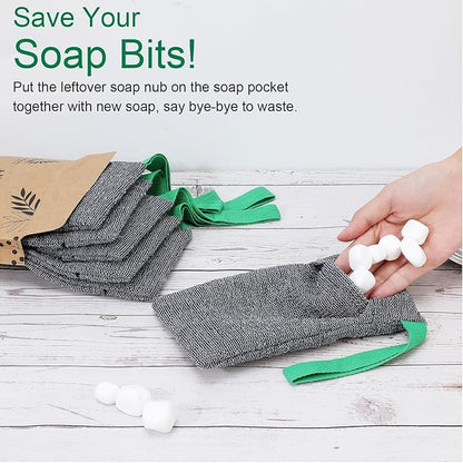 PHOGARY Soap Bags Mesh Exfoliating, 6 Pack Soap Net Sock for Bar Soap, Nylon Shampoo Bar Bags for Bath/Shower Exfoliating, Soap Sleeve Body Scrubber Pouch Body Exfoliator - Quick Drying (Black,Gray)