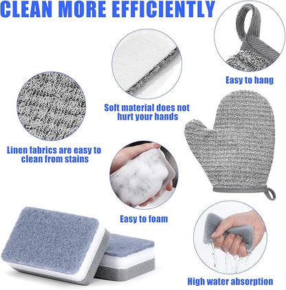 Boat Wash Cleaning Kit with Collapsible Bucket Boat Scrubbing Brush Glove Boat Scuff Sponge Microfiber Towel Complete Interior Exterior Fiberglass Boat Hull Cleaning Set for Boat