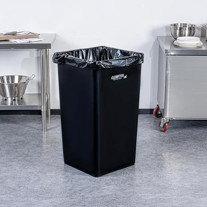 Restaurantware-Clean Tek Professional 50 Gallon Trash Can, 1 Square Waste Basket - Space Saving, Heavy-Duty, Black Plastic Garbage Bin, For Commercial Space, Office, Store, Restaurant, And More