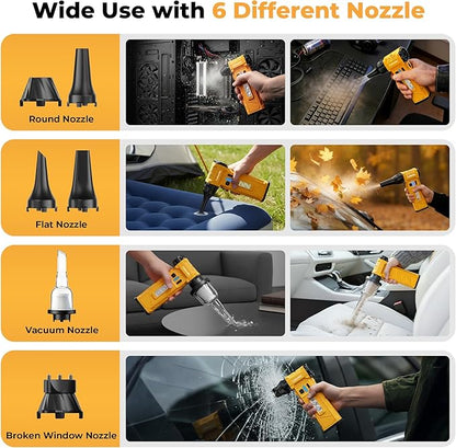 Electric Air Duster, 180000RPM Brushless Motor, Rechargeable Compressed Air Duster with 8000mAh Battery, Stepless Speed Control, 7-Mode Light Mini Blower for PC, Car, Home, Outdoor