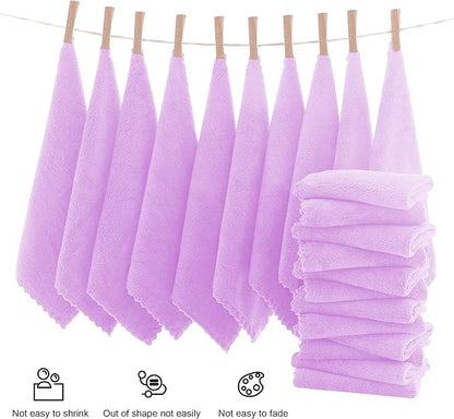 MOONQUEEN Ultra Soft Premium Washcloths Set - 12 x 12 inches - 24 Pack - Quick Drying - Highly Absorbent Coral Velvet Bathroom Wash Clothes - Use as Bath, Spa, Facial, Fingertip Towel (Purple)