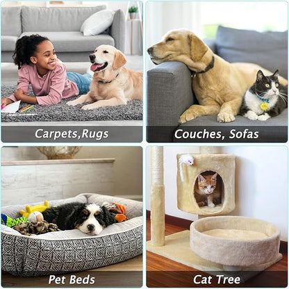 Carpet Rake for Pet Hair Removal - Reusable Pet Hair Remover, 45” Adjustable Long Handle Cat Dog Carpet Rake Scraper with Patented Design, Dog Hair Rake Brush for Rugs, Mats