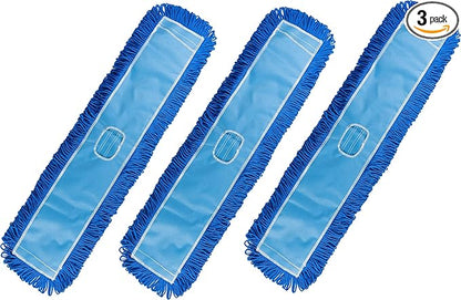 Matthew 36'' Microfiber Loop Dust Mop Washable Commercial&Residential Heavy Duty Mop Head Replacement Premium Absorbent Industrial Dust Mop Refill Pads for Hardwood, Office,Garage and Hotel -3Pack