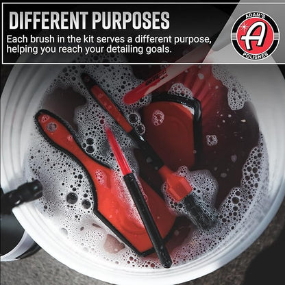 Adam's Complete Wheel & Tire Brush Kit (5-Item) - Includes Wheel Brush, Tire Brush, Barrel Brush, Lug Nut Brush & Fender Brush for Complete Wheel & Tire Auto Detailing