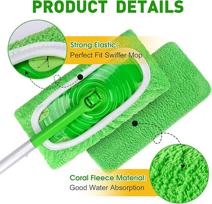 8Pcs Reusable Microfiber Mop Pads Compatible with Swiffer Sweeper,Replacement Dry Sweeping Cloths & Wet Mopping Pads Refills,Washable Mop Pads for Multi-Surface Floor Cleaning