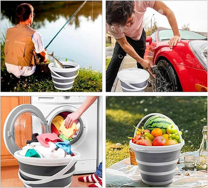 South Bend Components 2.6 Gallons Collapsible Bucket with Handle, Space Saving Design Portable Foldable Water Pail for Indoor/Outdoor, Mop, Boating, Camping, and Fishing (1-Pack)