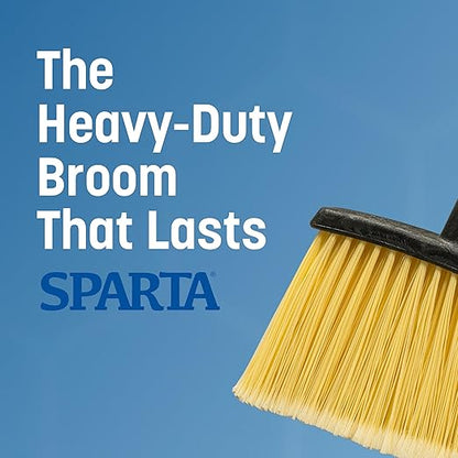 SPARTA Duo-Sweep Unflagged Angle Broom with Stiff Bristles and Angled Head, Heavy Duty Broom for Sweeping on Rough Surfaces, 48" Metal Handle, 1 Count, Natural