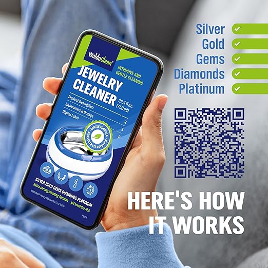 WoldoClean Ultrasonic Jewelry Cleaner Solution - 25.4 Fl Oz Concentrate Makes 8 Gallons for Gold, Silver, Platinum, Diamond Ring, Watch, Chain, Earring and Necklace