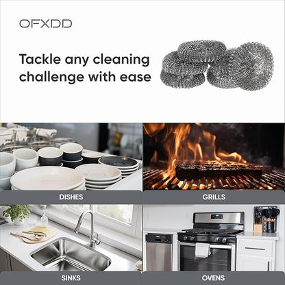 Metal Sponge Scrubbers - Pack of 3 - Dishes Cleaning Metal Scrub for Kitchen - Scrubbing Scouring Pad