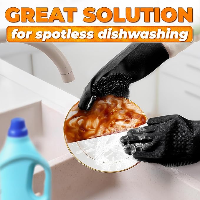 Dog Hair Removal Products – Cat & Dog Shampoo Gloves with 3000 Soft Bristles, 2-in-1 Dog Bath Gloves 11.6", Durable Silicone, Saves Shampoo | Massage, Grooming & Clean Wet or Dry, Every Breed (Black)