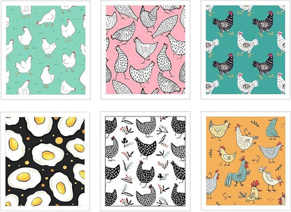 Cunhill 6 Pcs Chicken Kitchen Dish Cloth, Hand Towel, Reusable, Washable, Quick Drying, Decorative, Absorbent, No Odor Bar Towel