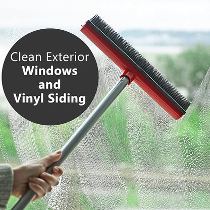 Stanley Home Products Rubber Broom with Adjustable Handle – for Carpets Floors Stairs Upholstery – Electrostatic Action Removes Pet Hair Lint Fuzz Dirt – Built-in Squeegee Tackles Wet Messes
