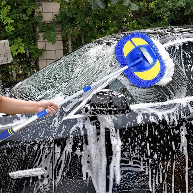 Car Wash Brush, Telescopic Sponge Car Wash, Washing Mop Long Handle, Car Cleaning Supplies Kit, Car Dust Cleaning Mop Tool Long Handle Kit For Washing Detailing Cars, Trucks, Glass, Bedrooms, Kitchen