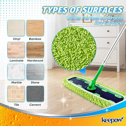 KEEPOW XL Dry Sweeping/Wet Mopping Cloths for Swiffer XL Sweeper, Reusable & Washable Microfiber Mop Pad Refills for Surface/Hardwood Floor Cleaning, 6 Pack