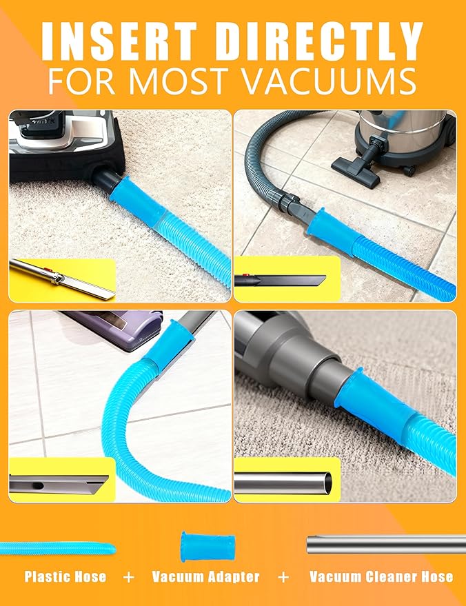 7 Pcs Dryer Vent Cleaner Kit for GE Washer Dryer Combo with Dryer Vent Brush and Dryer Vent Vacuum Hose Attachment, WH01X35719 Lint Filter Replacement Upgraded Washable Sponge for Models PFQ97HSPVDS