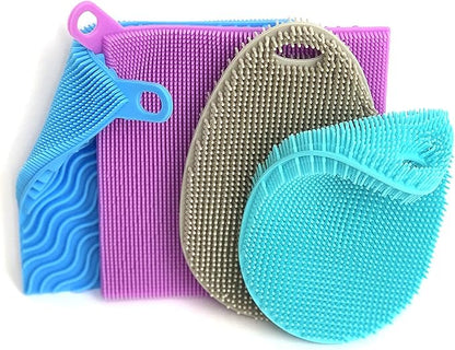 Silicone Sponges for Dishes - 4 Pack Dual-Sided Dish Scrubber - Food Grade, BPA Free Silicone Sponge & Housecleaning