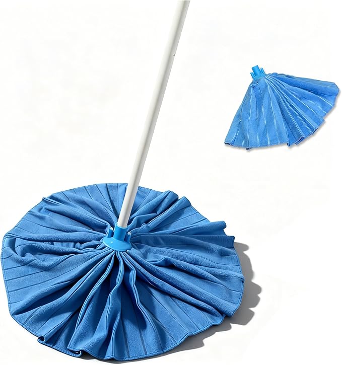 EaseYourDay Microfiber Cloth Mop, One Pole with Two Screw On Mop Heads