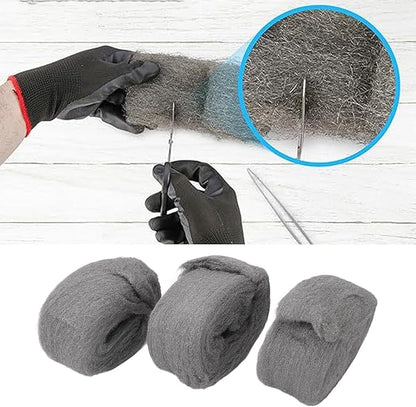 FTVOGUE Steel Wool Fill Fabric Kit 3 Rolls 3.3x10 Foot with Gloves Scissors Tweezers for Wall Cracks Holes Pipe Vents Rodents Barrier